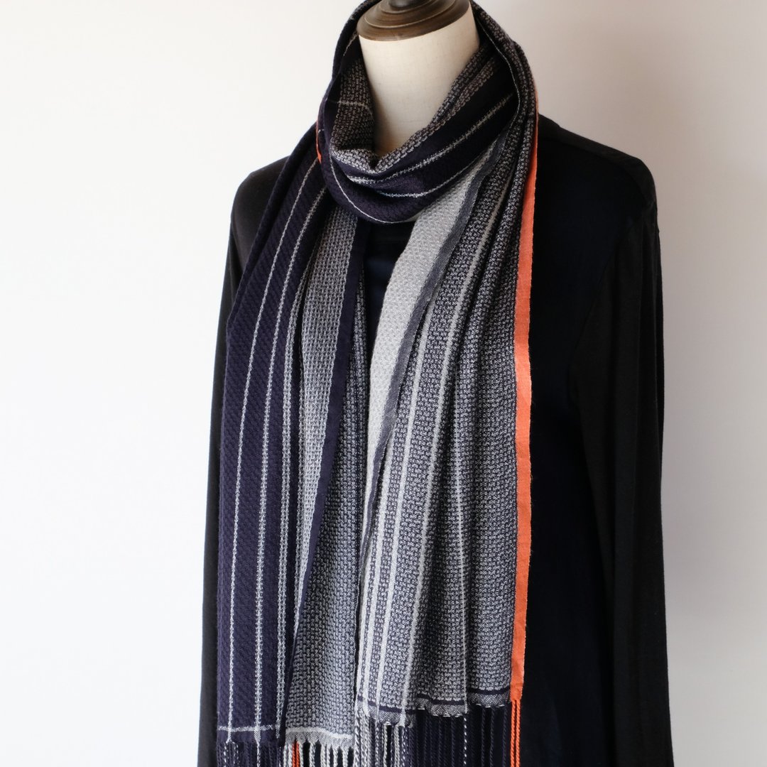 Cashmere 手织喀什米尔丝绸围巾【纱华03】 - 围巾/披肩 - 其他材质 蓝色
