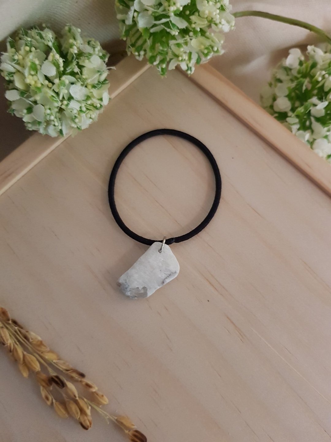 石穗-春分　白色天然大理石 发圈 发束 发饰　独家设计手工制作 - 发饰 - 石头 白色