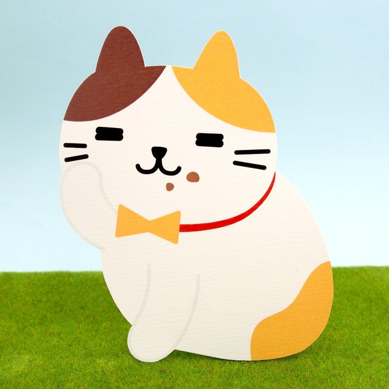 Meow 肥猫猫吃完饭要记得抹嘴喔! 明信片 - 卡片/明信片 - 纸 咖啡色