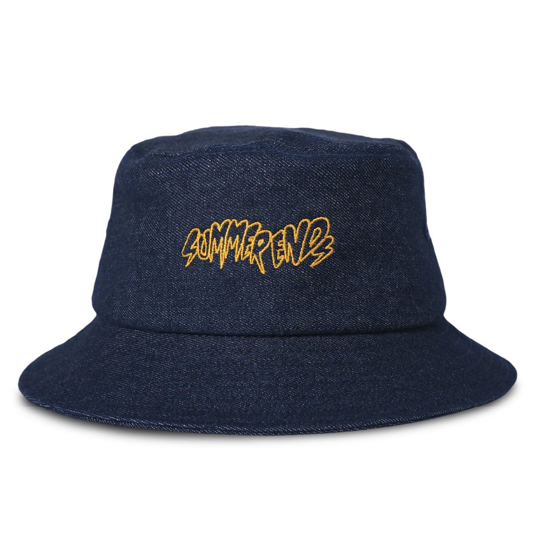 WAVE BUCKET HAT 渔夫帽 - 丹宁 - 帽子 - 棉 蓝色