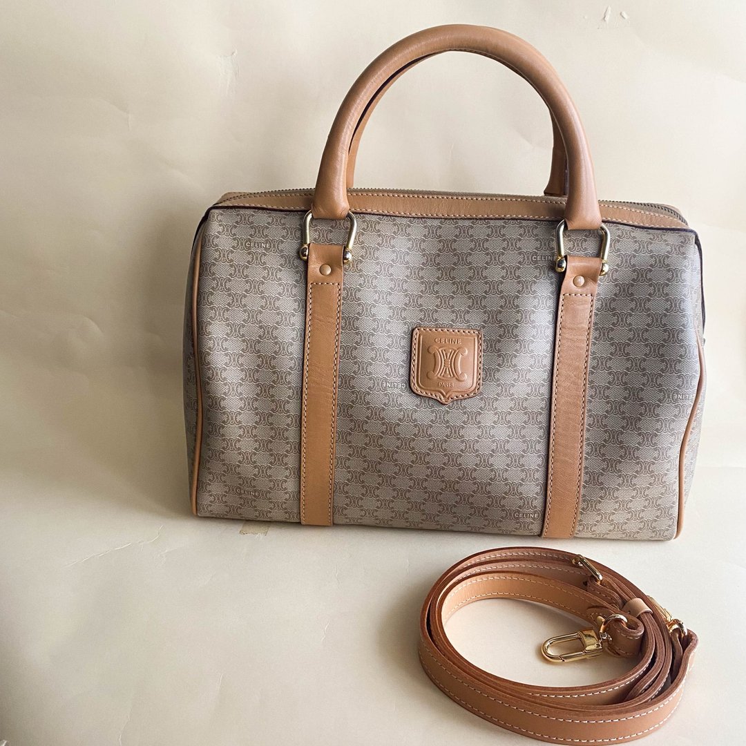 中古包Celine赛琳|Boston Bag|手提包|波士顿包|古着包|斜背包 - 手提包/手提袋 - 真皮 咖啡色