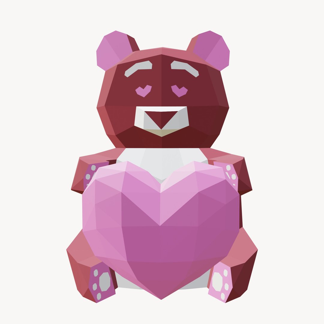 DIY Paper Bear with Heart 3D Papercraft Printable PDF - 手工艺教程/工具书 - 其他材质 