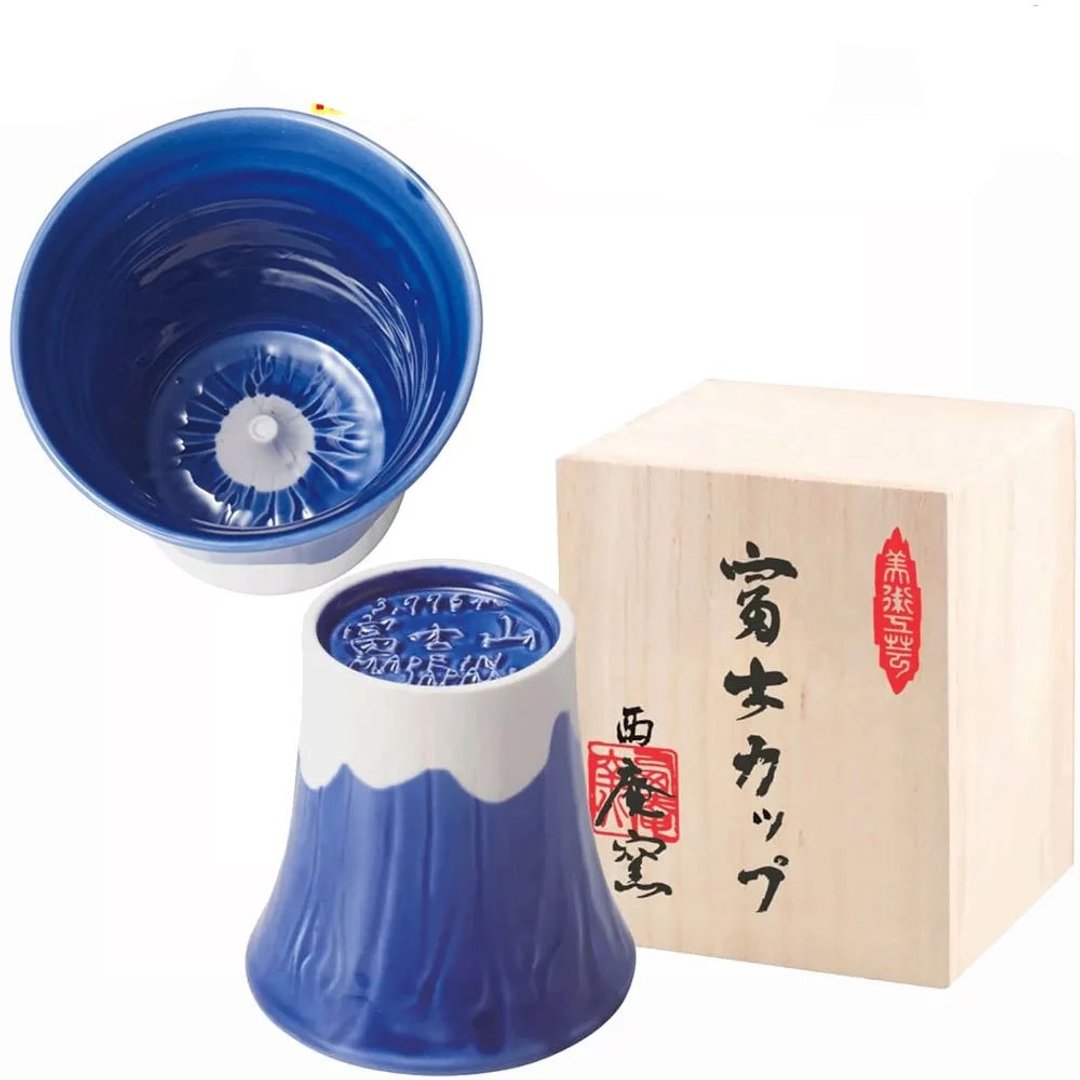 日本手工制作富士山万用杯(红富士)~~附木盒 - 其他杯子 - 瓷 多色