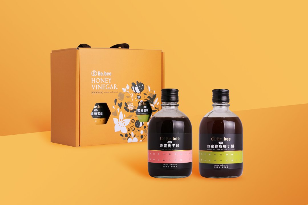 【Be.bee蜂蜜】双入醋礼盒 / 绿皮柳丁醋.梅子醋 - 醋/水果醋 - 浓缩/萃取物 橘色