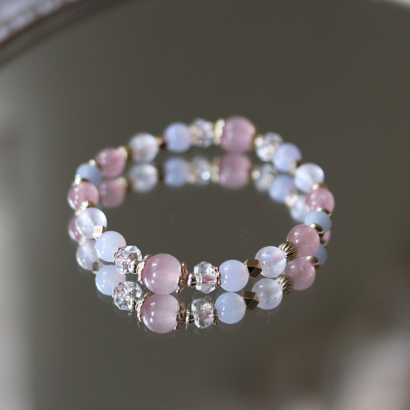 天然石系列肆 粉晶 月光石 蓝纹玛瑙 天使石 手链 /爱情/ - 手链/手环 - 水晶 蓝色