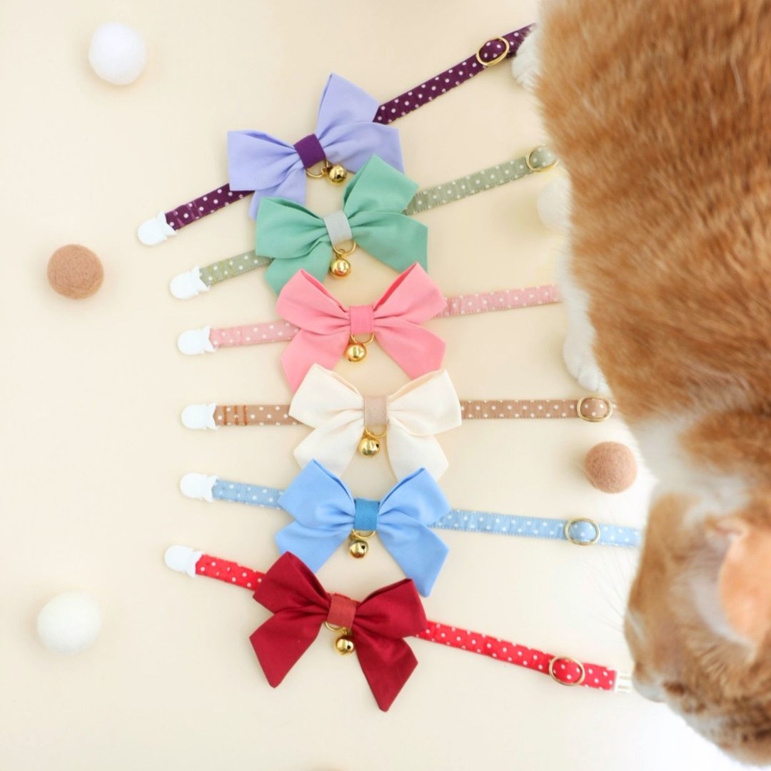 Sailor Bowtie, Breakaway cat collar,Removable bowtie,  colors for Kitten & Adult - 项圈/牵绳 - 棉 多色