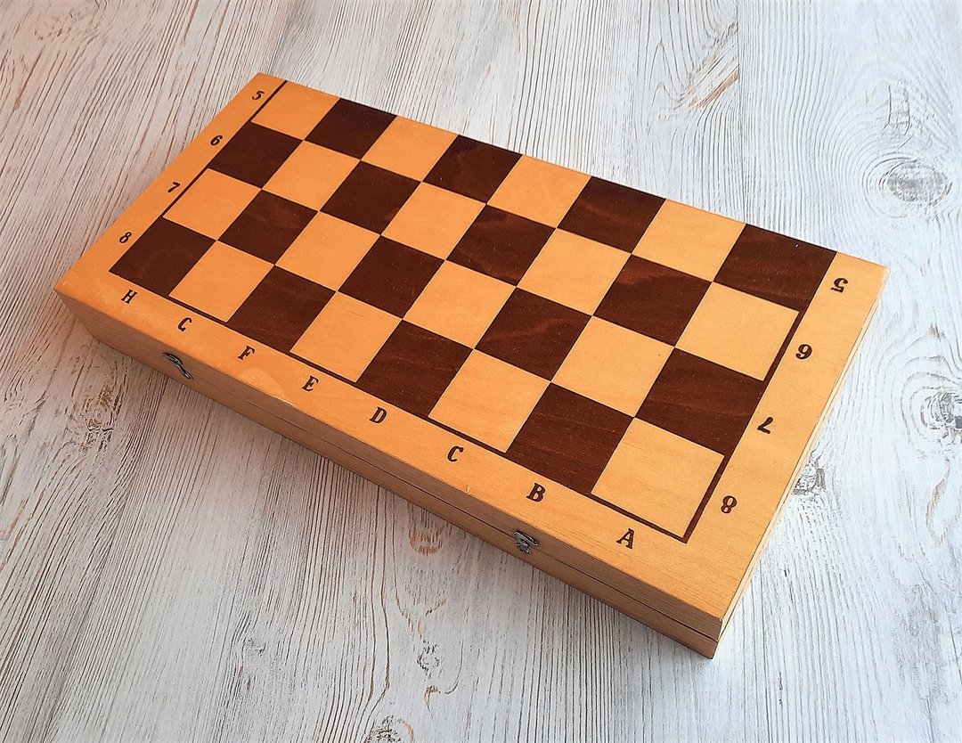 Soviet folding wooden chess board big - 45 cm chess game box vintage - 桌游/玩具 - 木头 