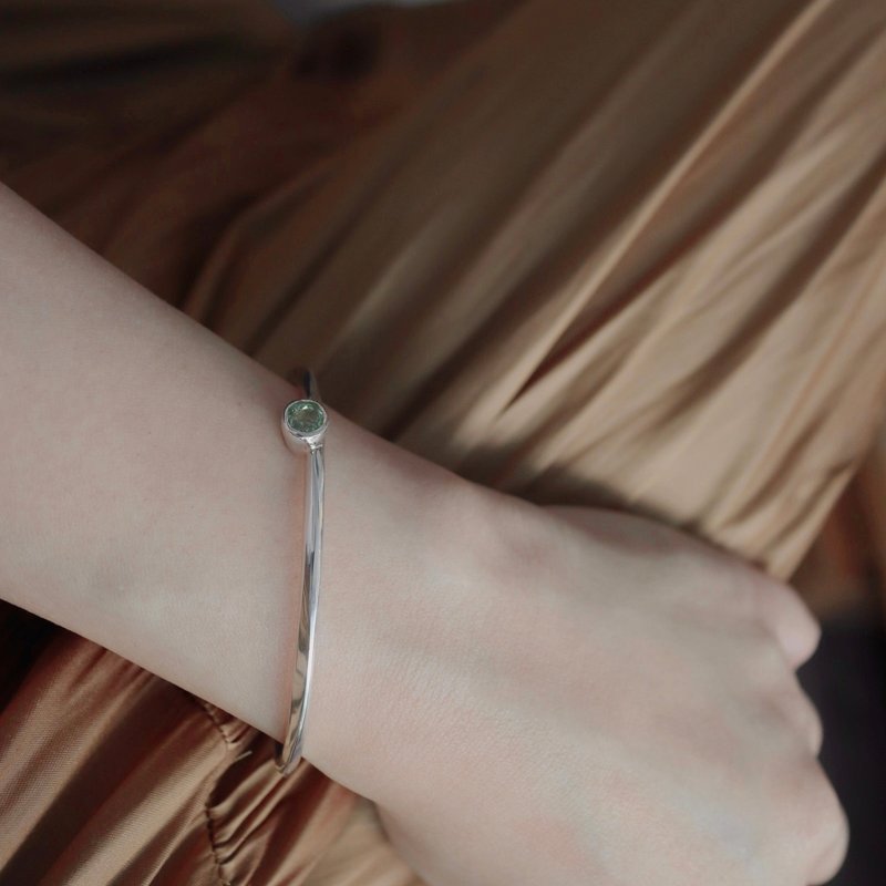 薄荷绿碧玺手环 - MISSCHERRY 轻珠宝/手环/天然宝石手环/情人节 - 手链/手环 - 银 银色