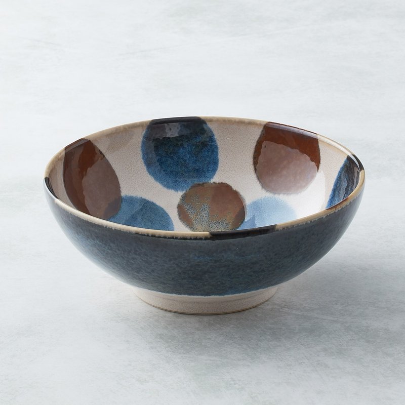 日本美浓烧 - 笔青釉绘大碗 - 点打 - 碗 - 瓷 多色