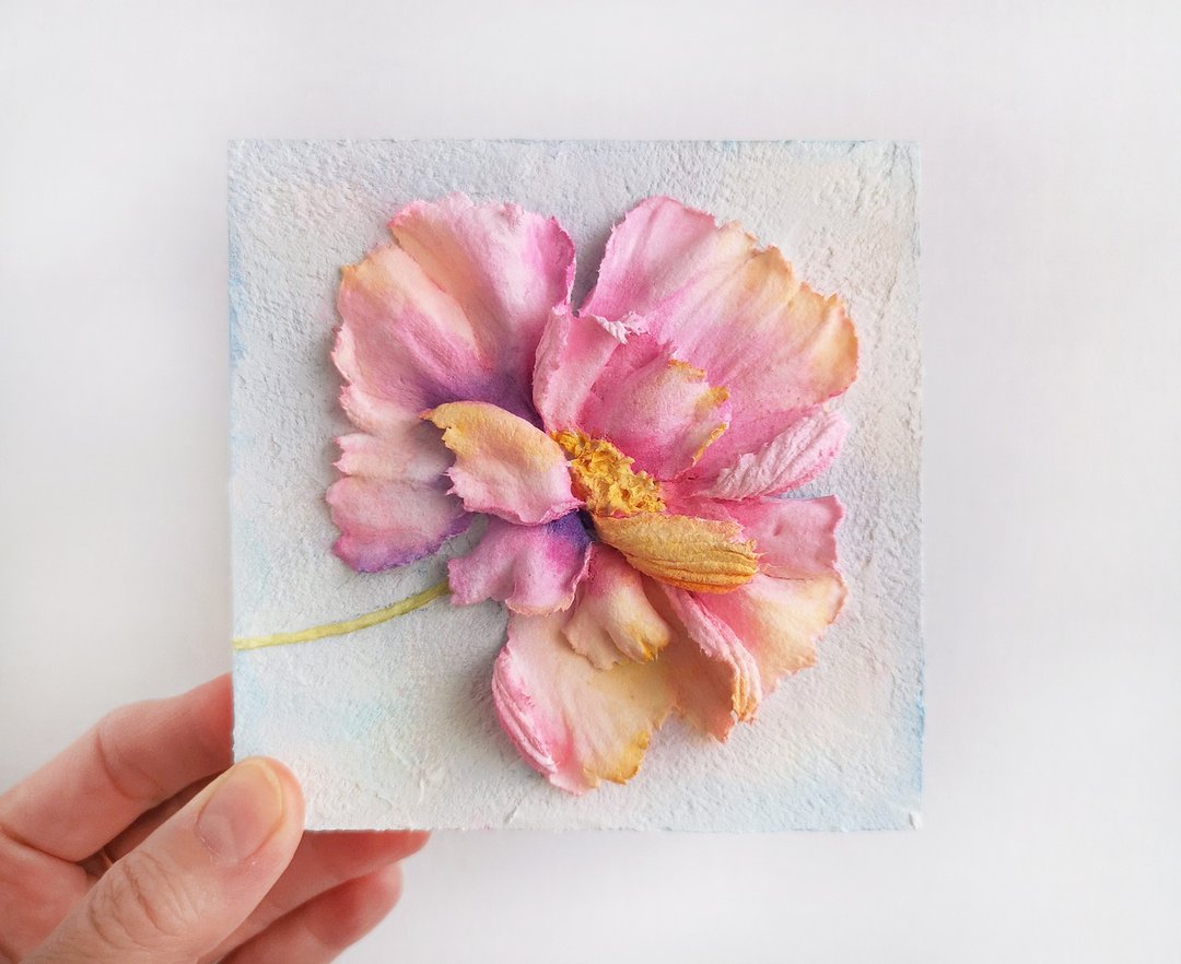 Shabby chic shelf decor Rainbow floral sculpture painting Gift for sister - 墙贴/壁贴 - 其他材质 
