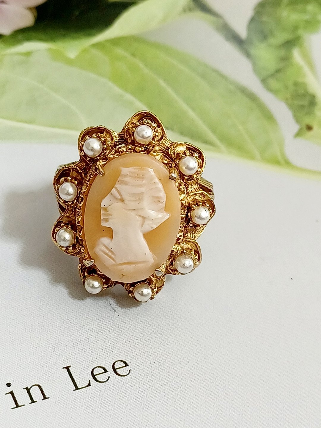 vintage jewelry    Florenza 古董 CAMEO 贝雕女神 戒指 - 戒指 - 其他金属 
