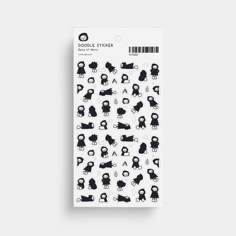 每日的小火黑白线条版 | 透明贴纸 - 贴纸 - 防水材质 