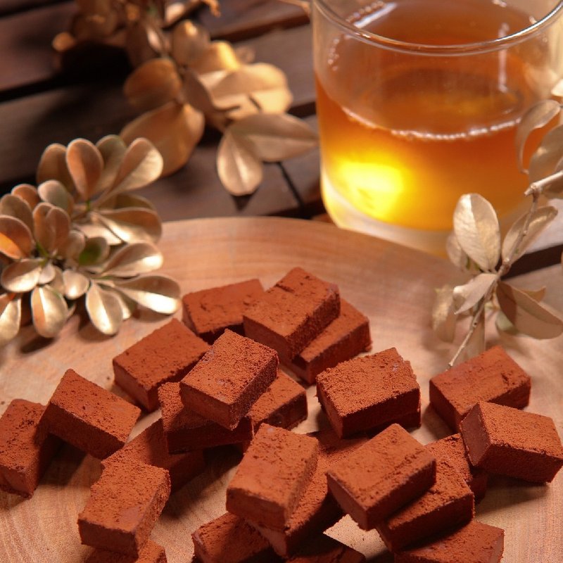 巧克力云庄-香槟醇酒生巧克力(125g/盒) 附提袋 情人节礼物 - 巧克力 - 新鲜食材 金色