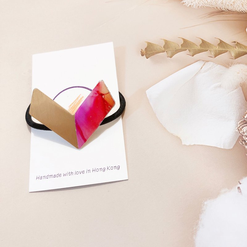 酒精墨水艺术髪圈 - 发饰 - 其他材质 红色