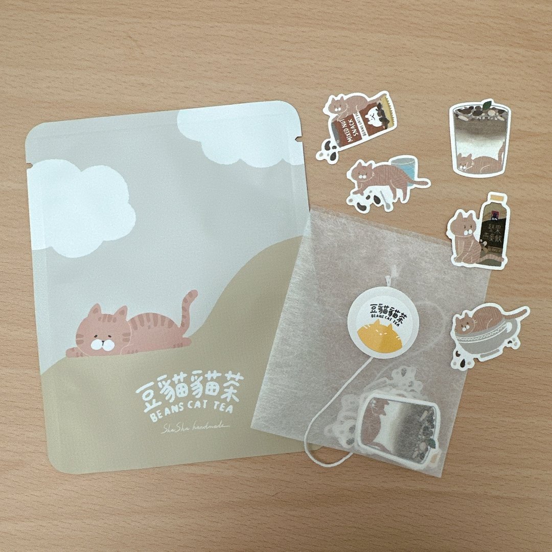 豆猫猫们的茶包贴纸-毛豆 - 贴纸 - 纸 