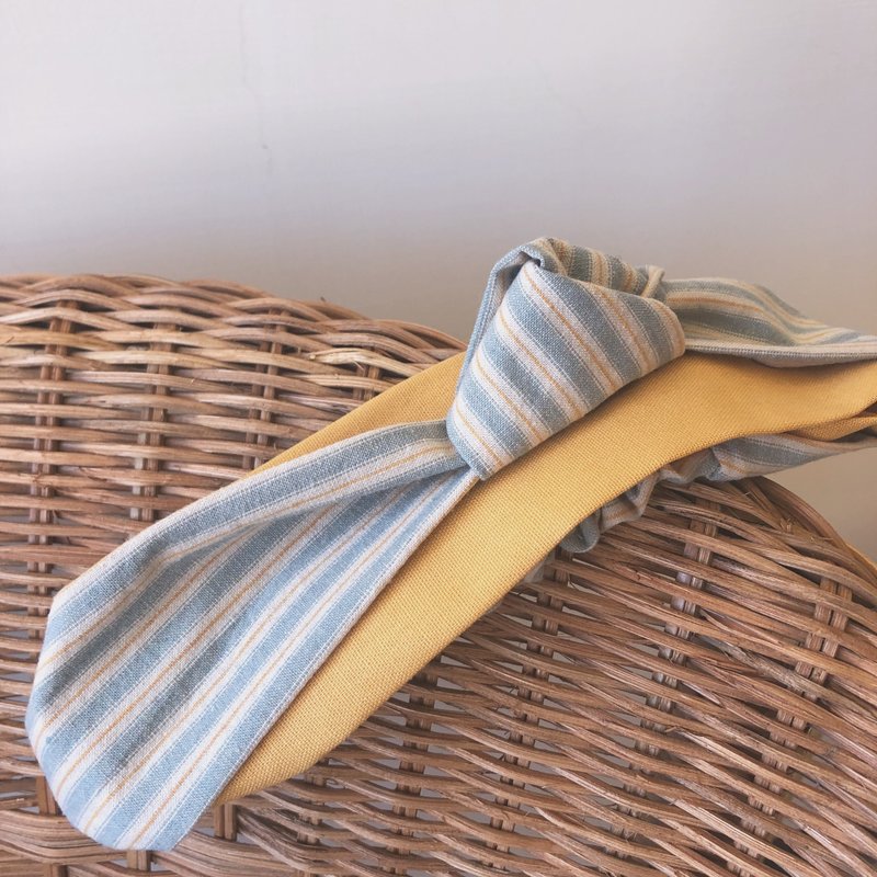 柳橙绿 好烦小姐 宽版纠结发带 日本布 - 发带/发箍 - 棉．麻 橘色