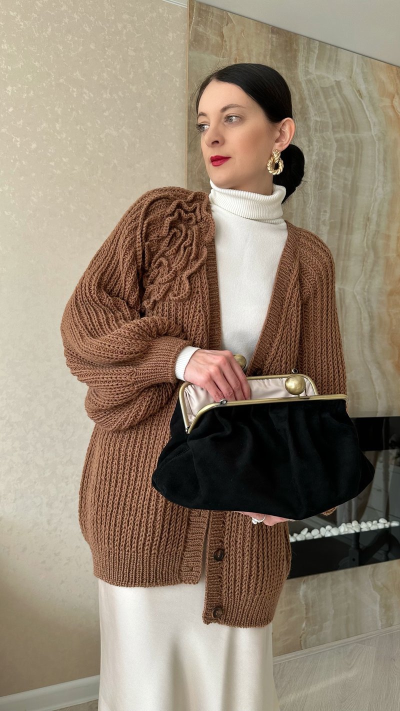 Flower cardigan Chunky knit cardigan Handmade cardigan - 女装针织衫/毛衣 - 羊毛 