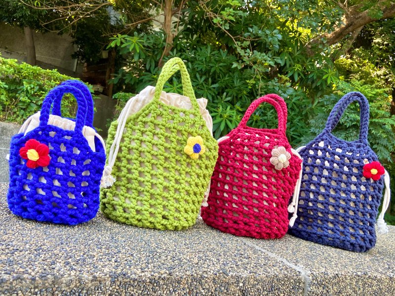 材料包 QQ线手提洞洞包 / 编织包 / 编织材料包 - 编织/刺绣/羊毛毡/裁缝 - 棉．麻 多色