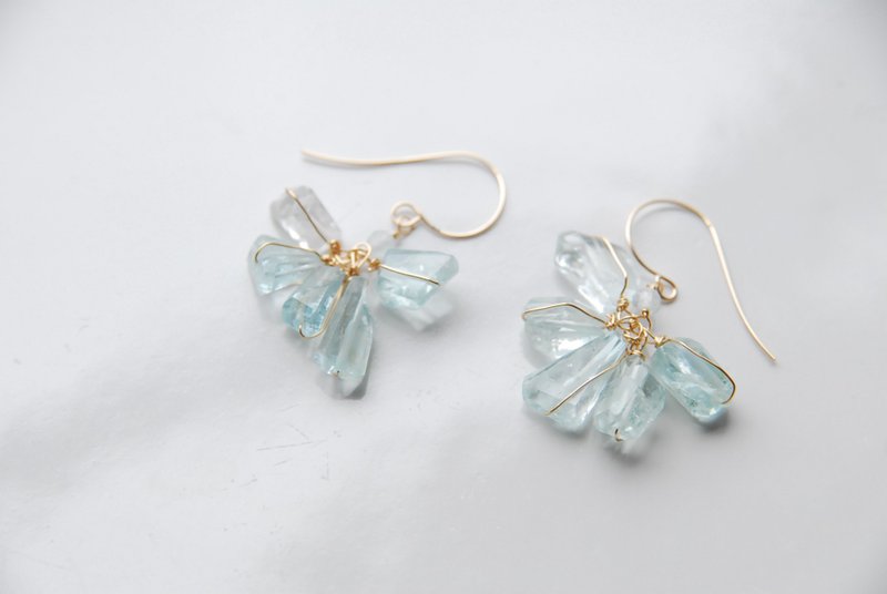 蓝玉髓簇状耳环 14KGF - 耳环/耳夹 - 半宝石 蓝色