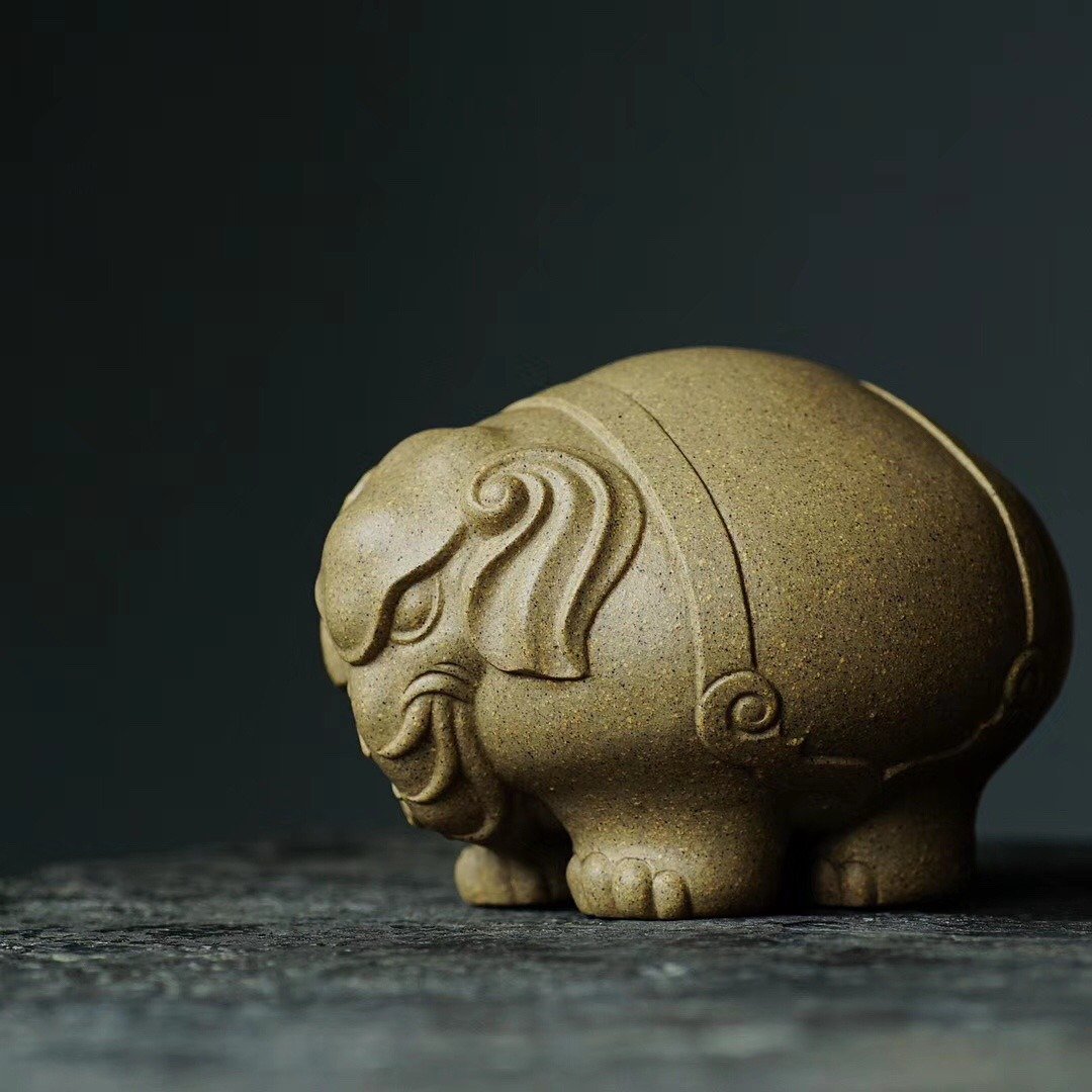 象 与 祥 字谐音 象征着吉祥如意 大象禀性温顺憨实善于吸 - 茶具/茶杯 - 陶 灰色