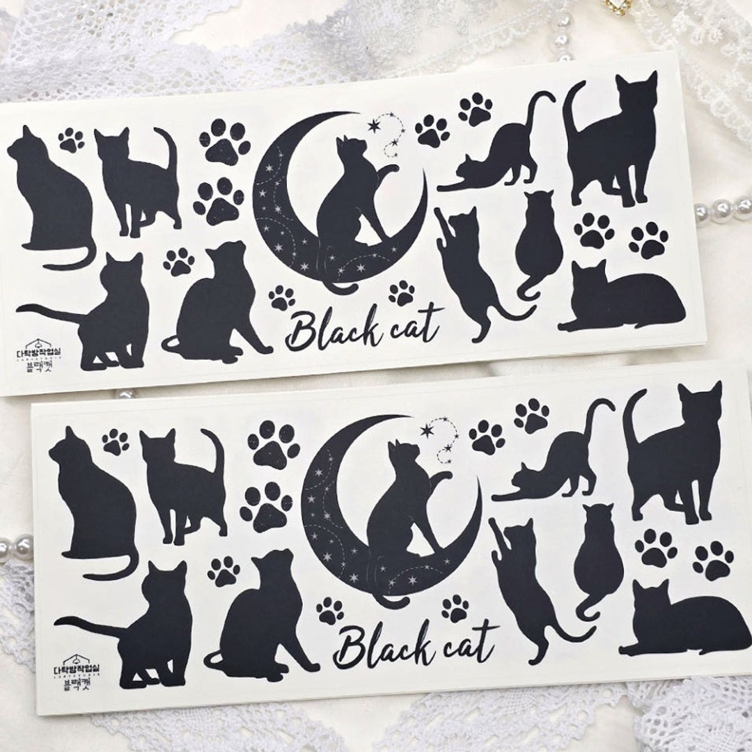 ：黑猫：雾面透明贴纸 - 贴纸 - 其他材质 