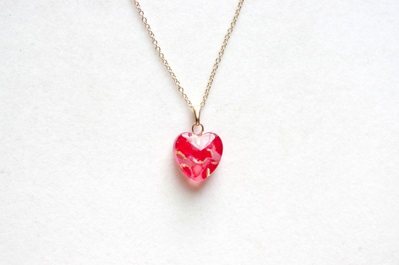 树脂艺术爱心吊坠・梦之旅 - 项链 - 树脂 粉红色