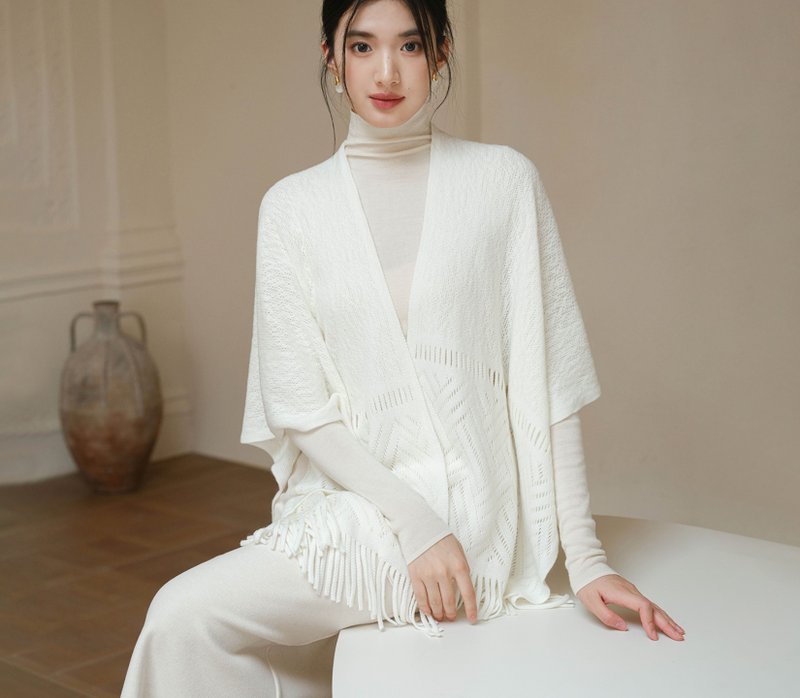 【双色披肩】新中式复古中国风 针织流苏/镂空斗篷 - 其他 - 其他材质 多色