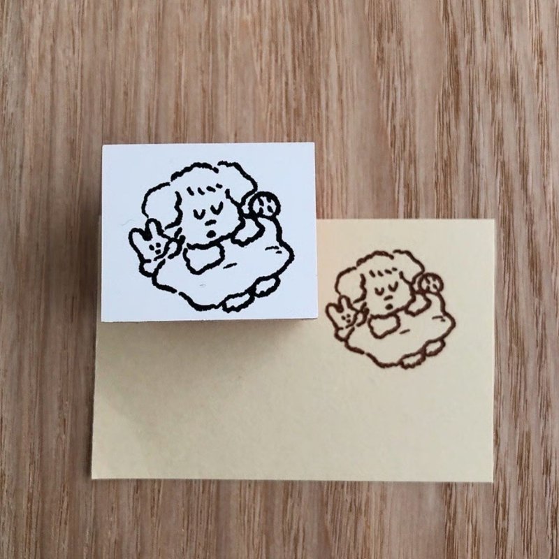 午睡雪纳瑞印章 木制印章 狗狗・文具・手帐装饰【印章/午睡雪纳瑞 30×25】 - 印章/印台 - 木头 