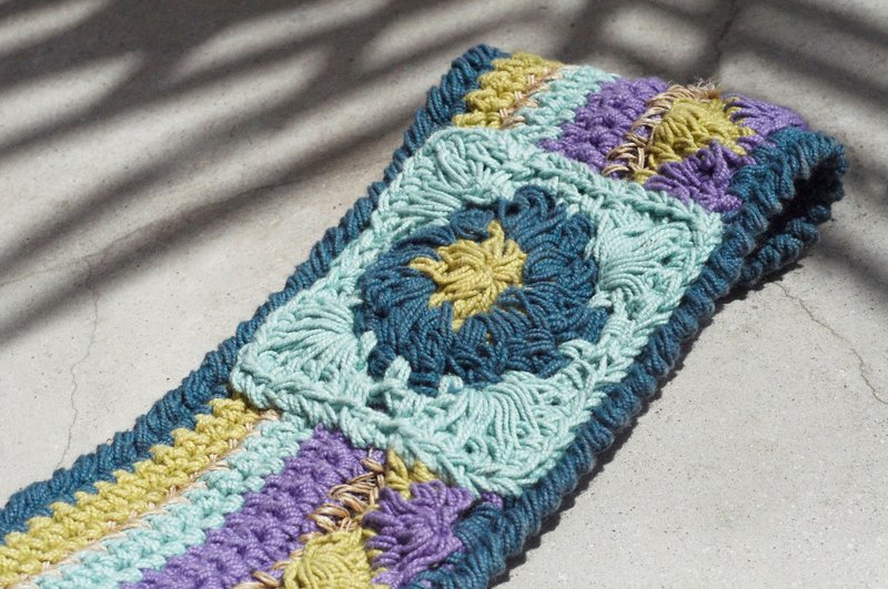 母亲节 手工棉线编织发带 / 编织缤纷发带 发饰 - 糖果色 蓝紫色花朵图案 ( 手工限量一件 ) - 发饰 - 棉．麻 多色