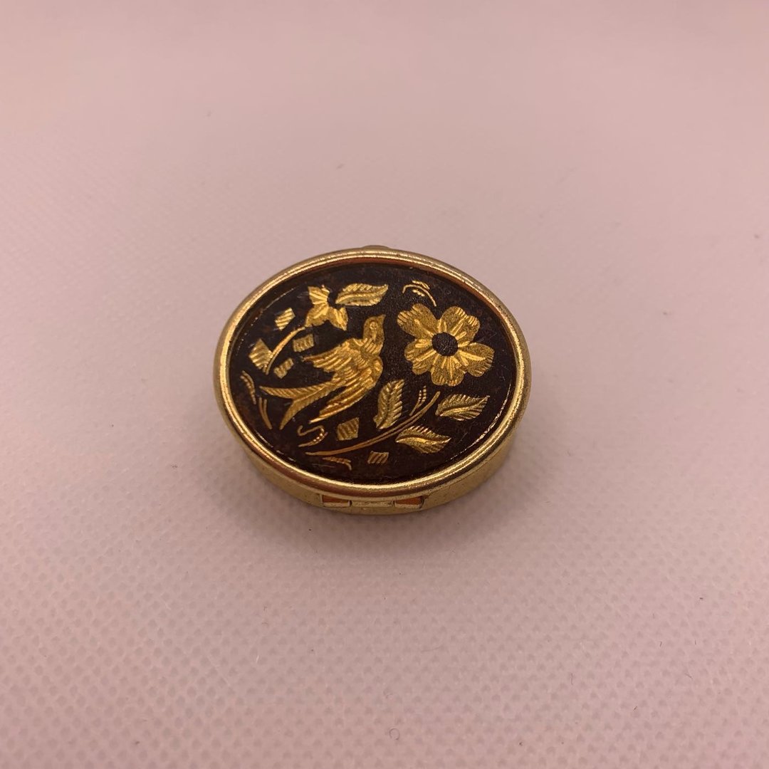 Vintage 西洋古典西班牙大马士革 金色镶嵌 饰品盒 首饰盒 药盒 - 其他 - 其他金属 