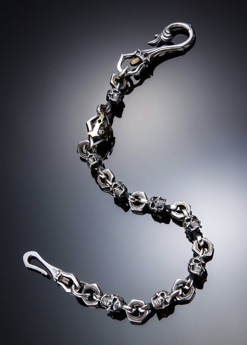 1%er Piston skull Detachable  1%活塞骷髅可拆式骑士手工皮夹链 - 其他 - 纯银 银色