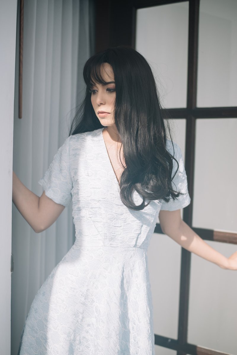 MARION DRESS - 洋装/连衣裙 - 棉．麻 蓝色