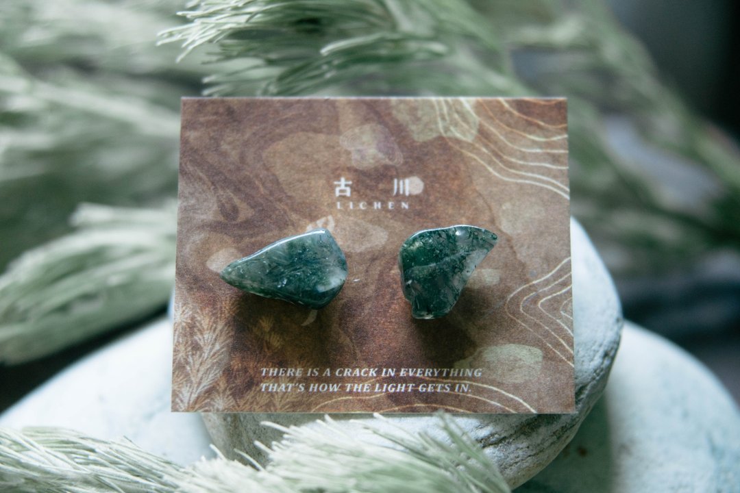 CRACK | 矿物系耳环 |  EARRINGS - 耳环/耳夹 - 玉石 绿色