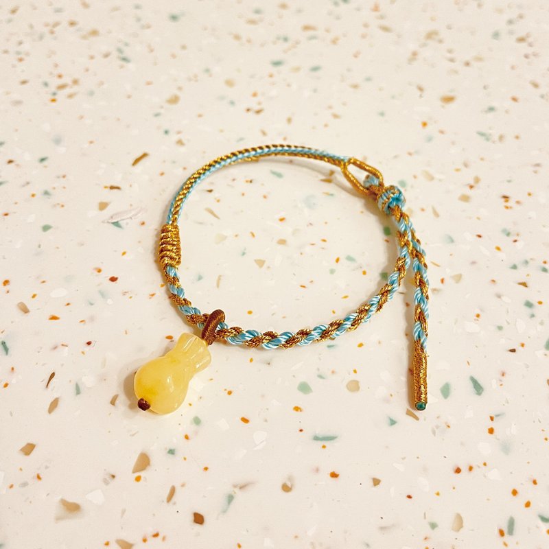 仙知宝 五方进财补财库  偷偷富贵钱袋手绳 蜜蜡 天然 招财 好运 - 手链/手环 - 宝石 黄色