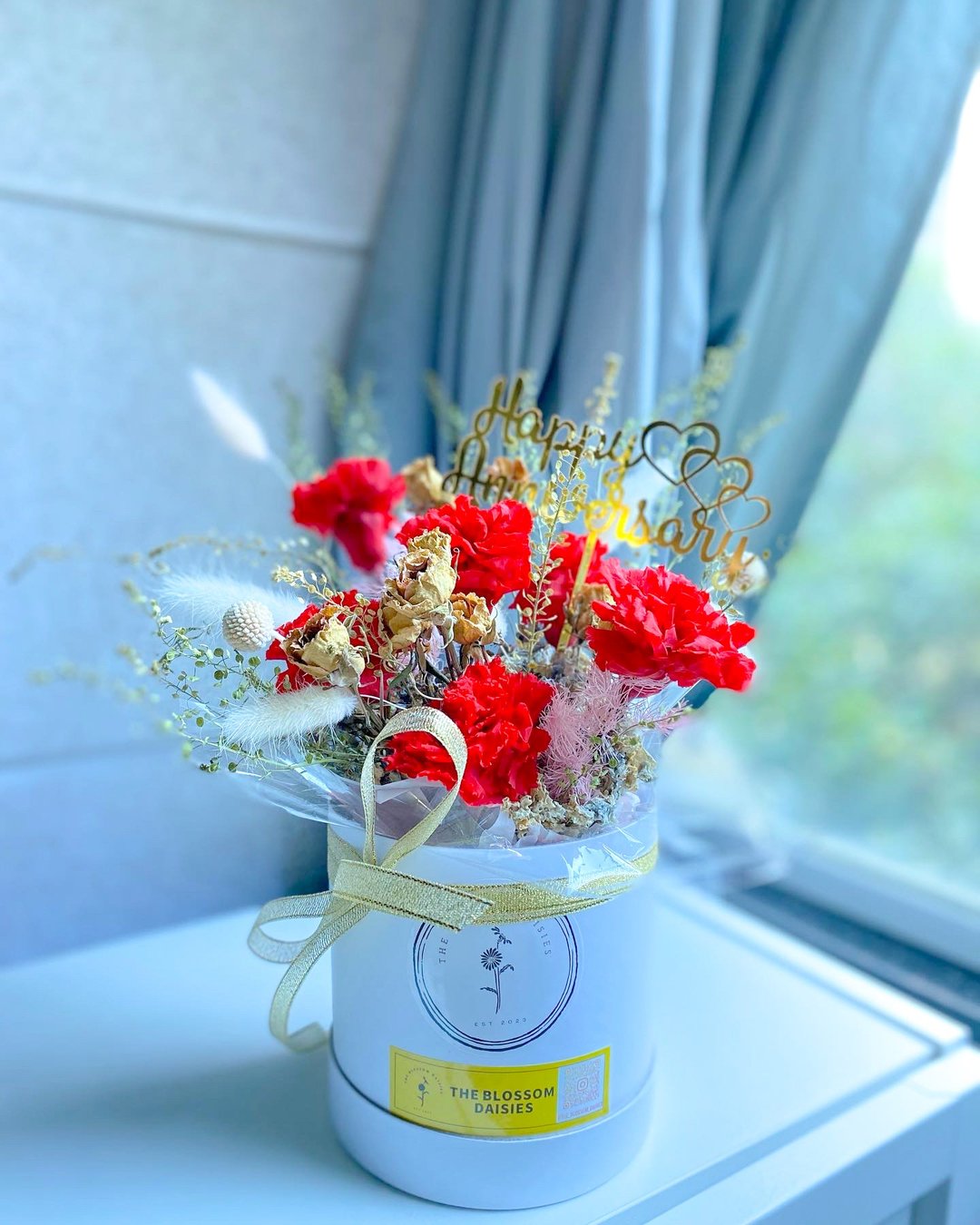 红色康乃馨花桶 - 干燥花/捧花 - 植物．花 红色