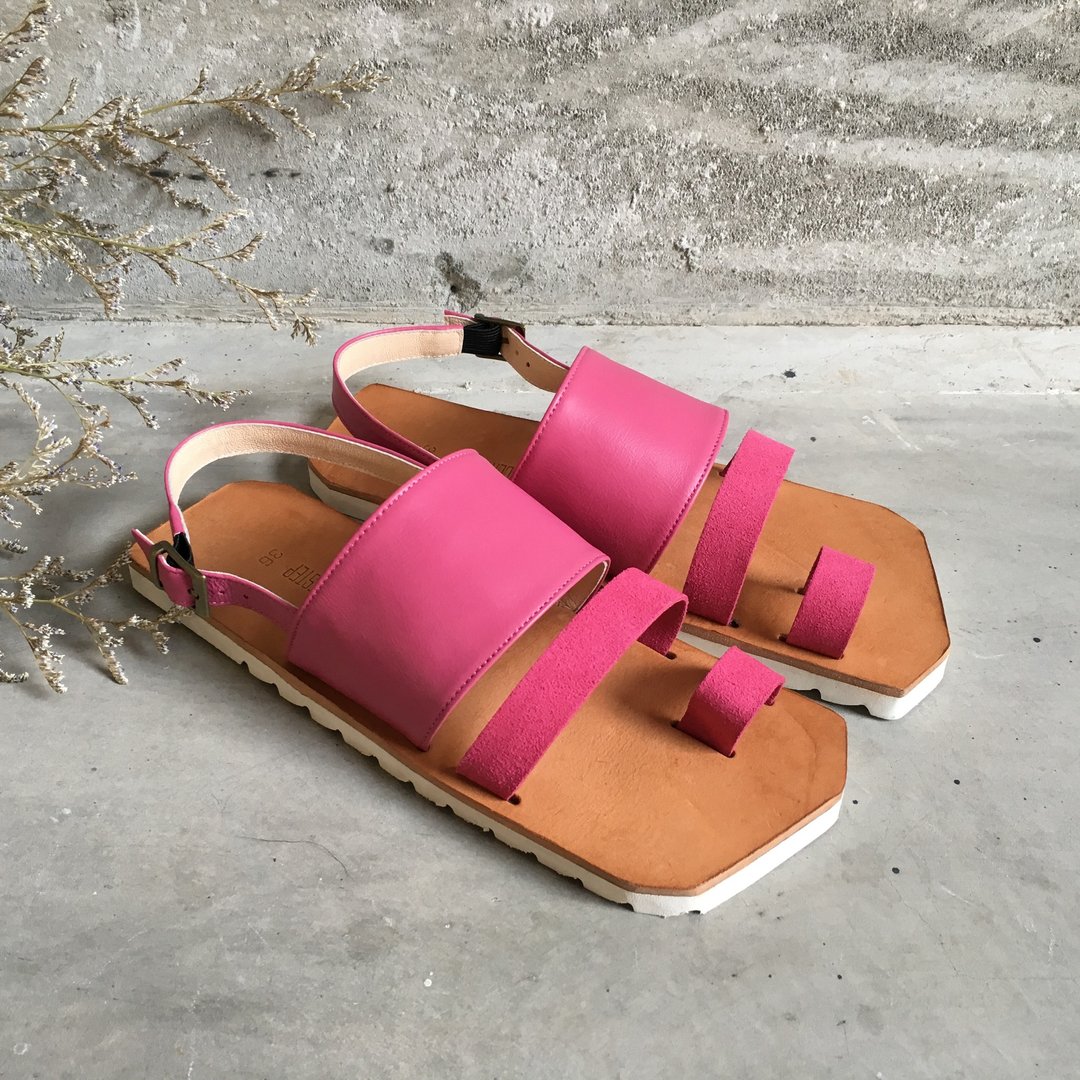 CLAVESTEP XIII Sandals - 真皮凉鞋-十三-桃红色 - 女款休闲鞋 - 真皮 红色