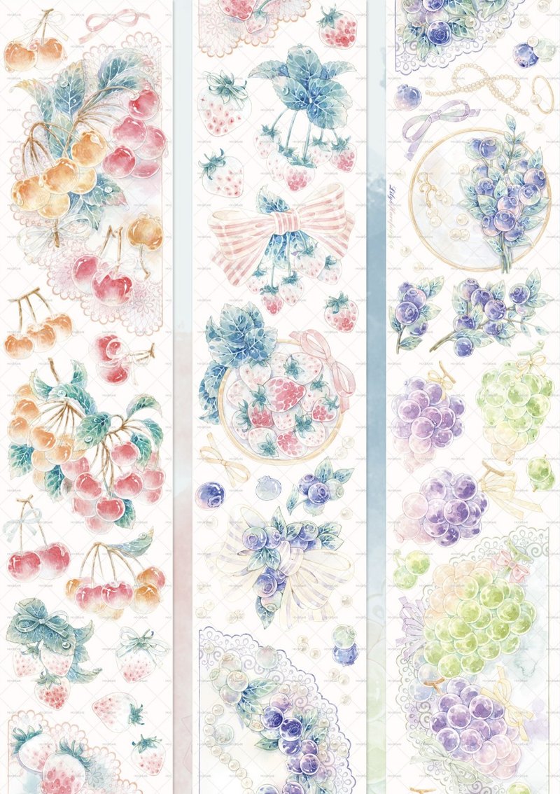 浆果蜜欢乐颂 PET 和紙膠帶 镭射银 10米卷 - 纸胶带 - 其他材质 多色