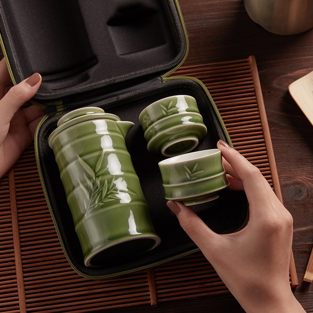 竹君子泡茶器 / 一壶+二杯 / 3色 - 茶具/茶杯 - 瓷 绿色