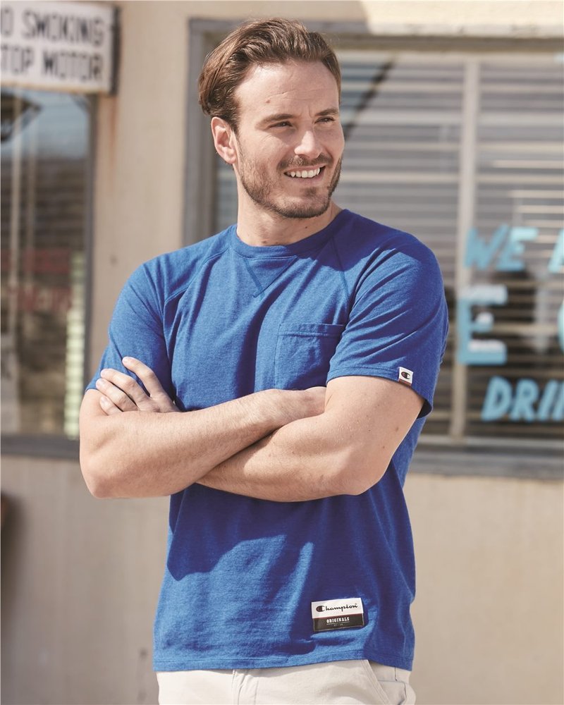 福利品出清 Champion 冠军 美规顶级柔棉口袋 T 恤 AO250 - 男装上衣/T 恤 - 聚酯纤维 