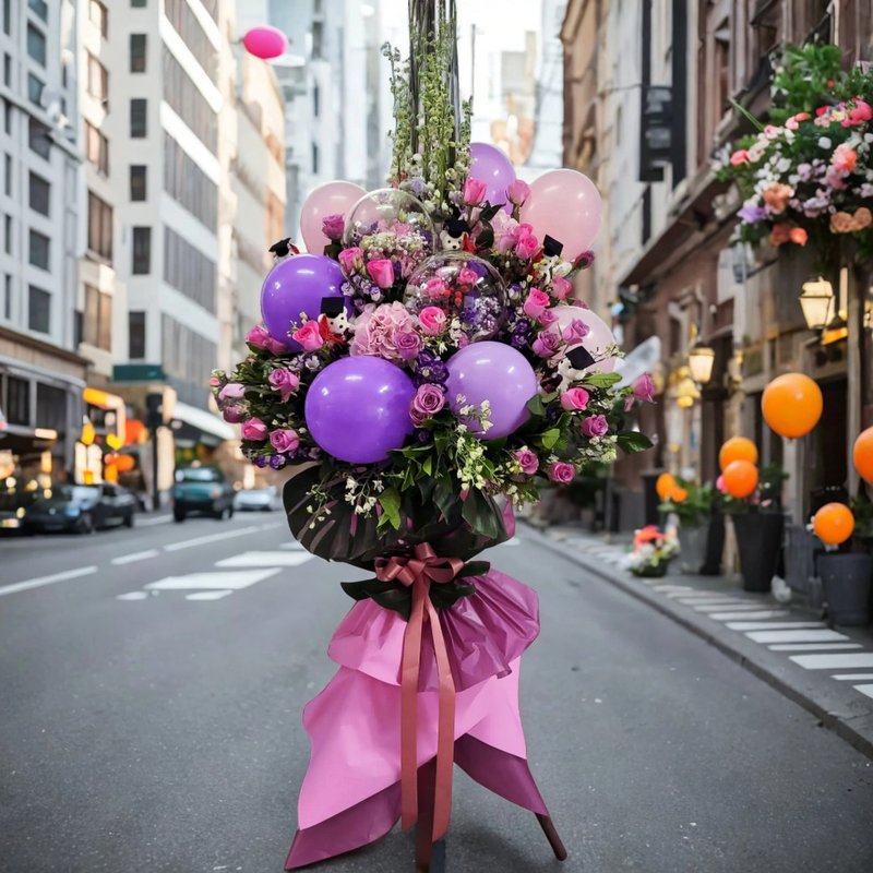 开业庆典气球花篮 (玫瑰、桔梗、飞燕草等花) GF00198 - 植栽/盆栽 - 植物．花 