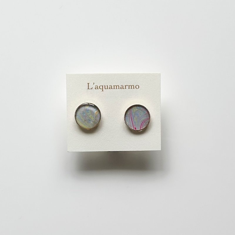 大理石图案耳环 - 耳环/耳夹 - 铜/黄铜 蓝色