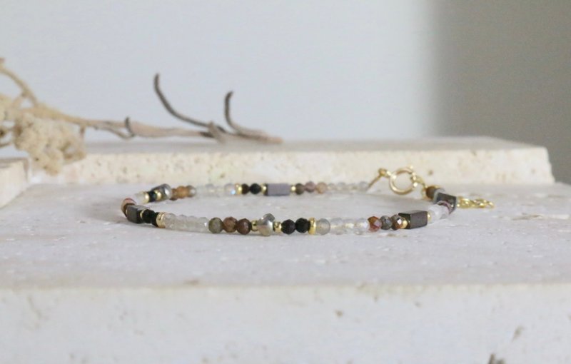 手链 玛瑙 黄铁矿 - 咖啡因 - - 手链/手环 - 宝石 咖啡色