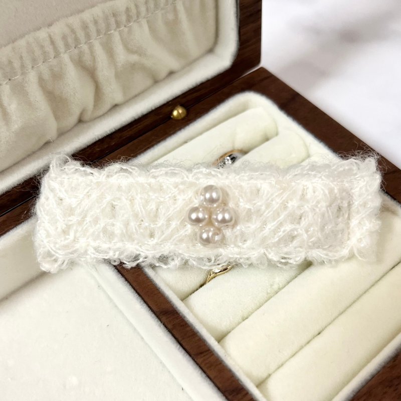 发夹/波浪与珍珠 手作发饰 质感 送礼礼物 - 发饰 - 压克力 白色