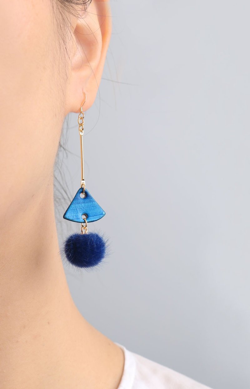 何非OPHIR HE植鞣革头层牛皮手工绘画染耳饰 海洋系列 - 耳环/耳夹 - 真皮 