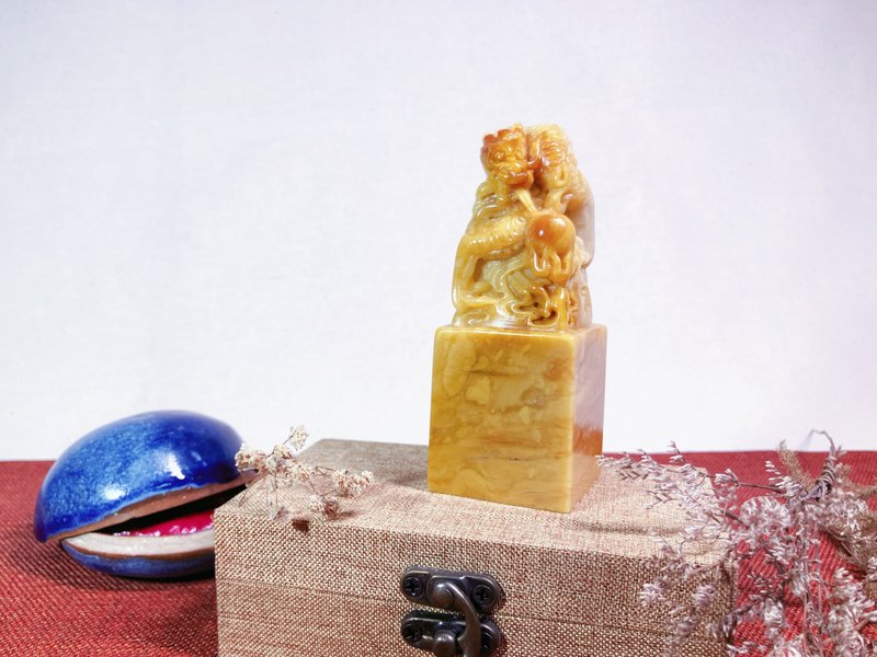 手工刻印定制公司印章 • 鸿图大展 • 老挝石印章 - 印章/印台 - 石头 黄色