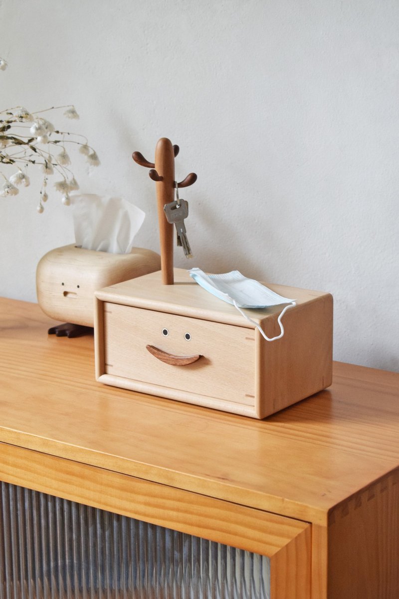 山舍 | 微笑口罩盒 实木手工 门厅 玄关 钥匙收纳架 口罩收纳盒 - 收纳用品 - 木头 