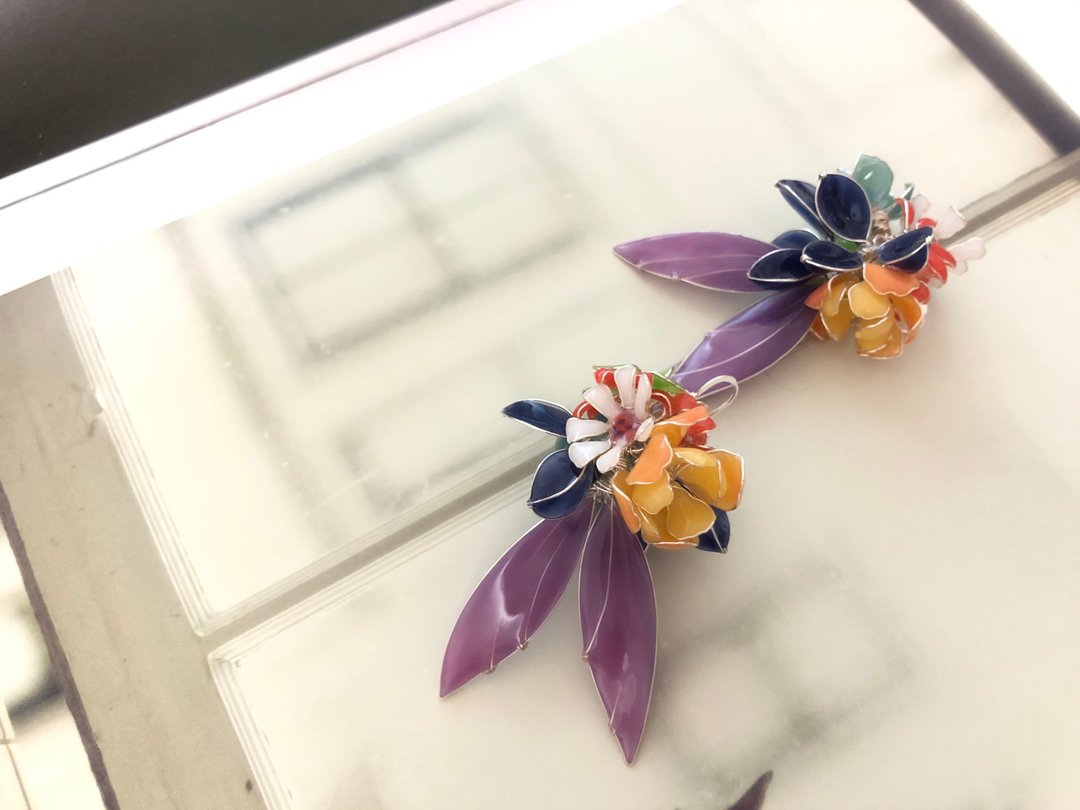 午餐后 Apres le dejeuner 元素精灵 手工饰品 树脂耳环  925纯银 - 耳环/耳夹 - 树脂 多色