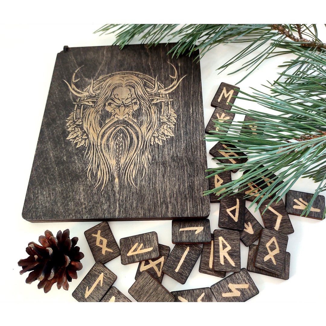 Runes set norse mythology, Norse pagan rune set, Wood runes, Old norse runes, El - 摆饰 - 木头 