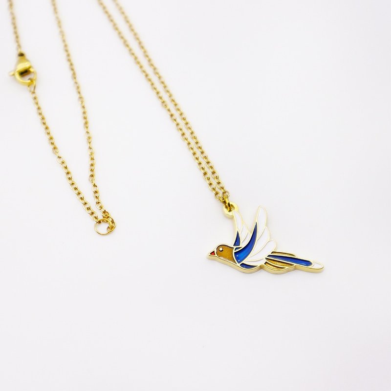 【卡片项链Card Necklace】台湾文化 入色款-台湾蓝鹊 - 项链 - 其他金属 卡其色