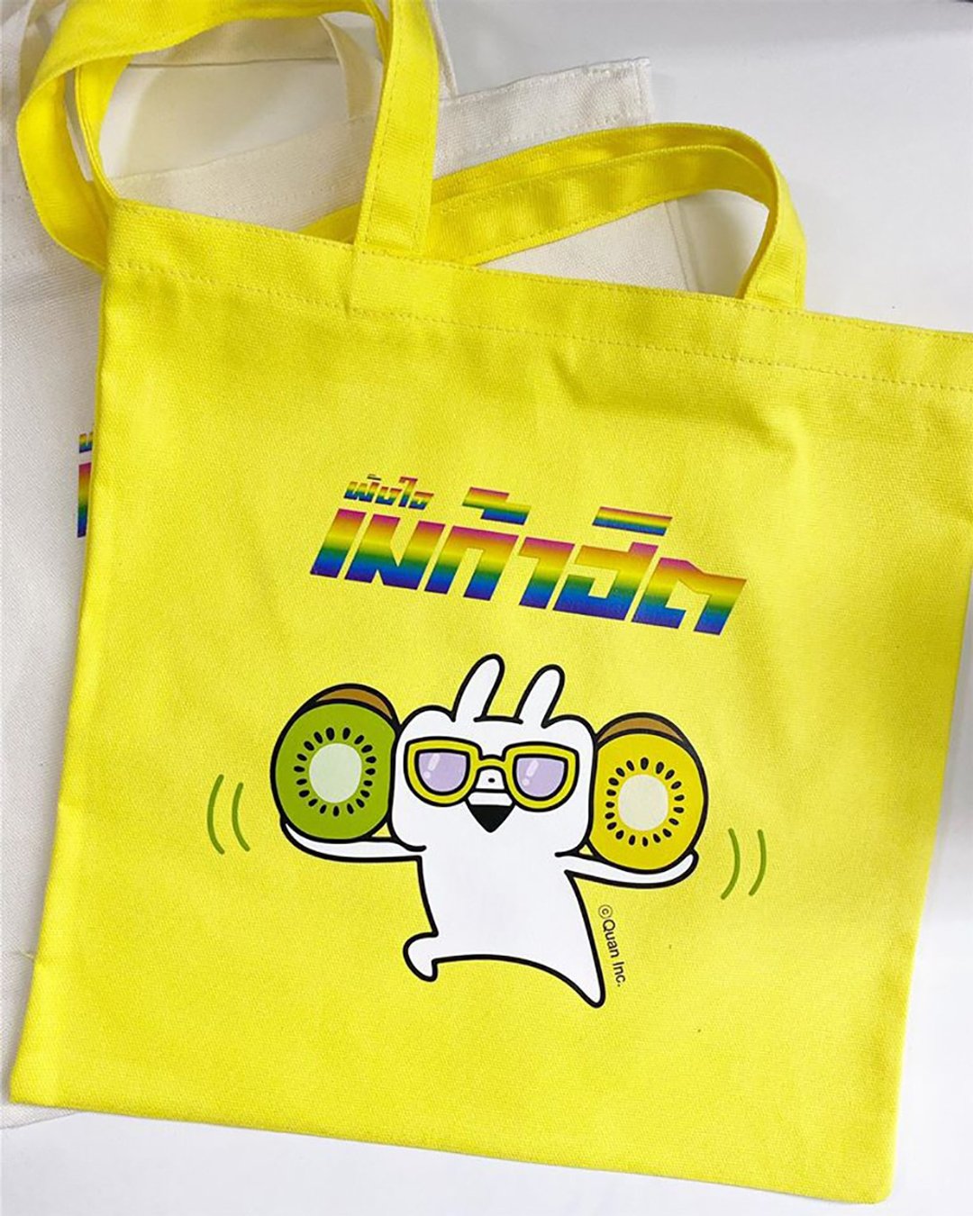Megahit Music Festival x Usagyuuun Canvas Tote Bag 35cm x 35cm Yellow - 公文包/医生包 - 棉 黄色